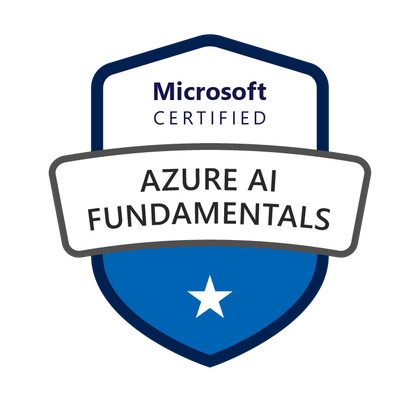 Azure AI Fundamentals pass badge https://www.credly.com/badges/05aefbc6-c5c3-432a-a7b3-be2674871977