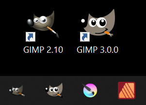 illustration of setting up dual GIMP icons to allow for launching GIMP" or GIMP 3